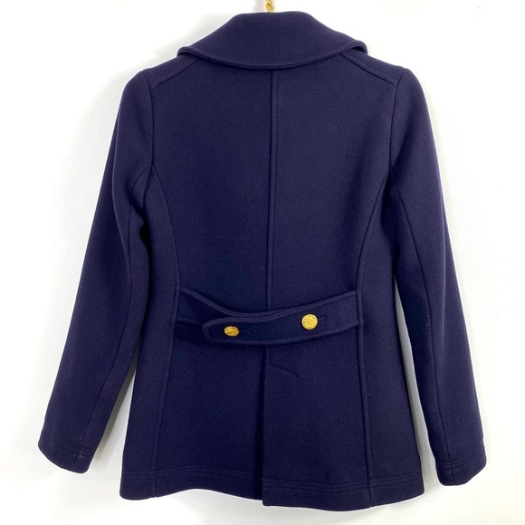 J. Crew Stadium Cloth by Nello Gori Wool Blend Classic Pea Coat Navy Blue 49360 - Picture 3 of 14